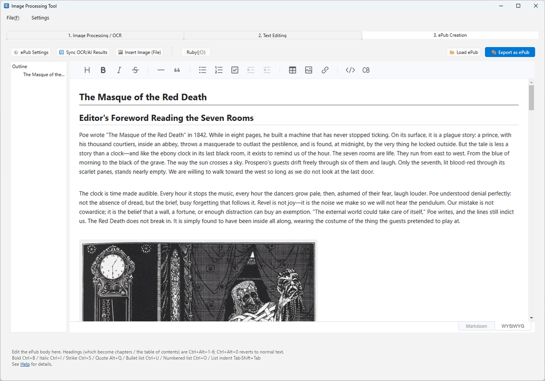 ePub Creation tab