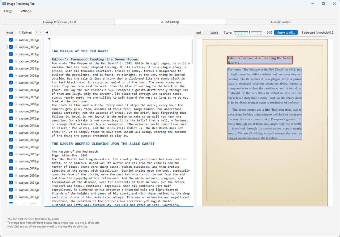 Text Editing tab