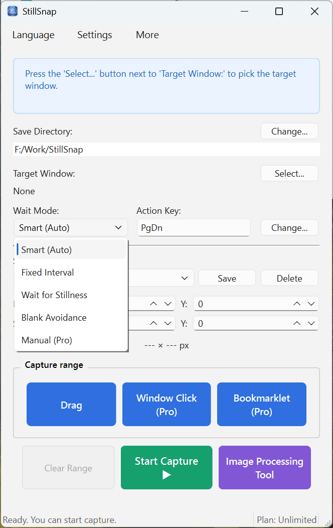 Wait Mode dropdown showing all five options